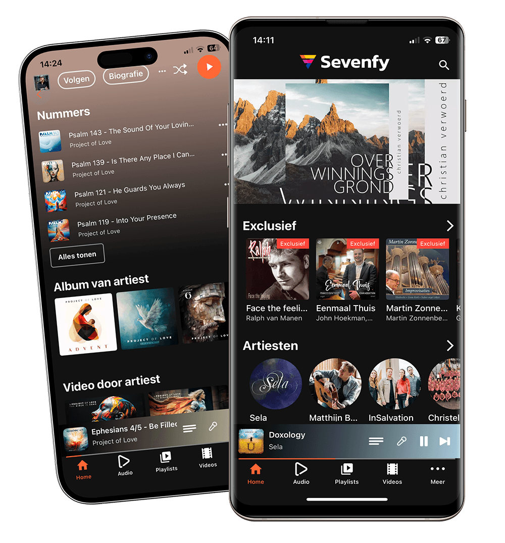 Sevenfy app op twee telefoons